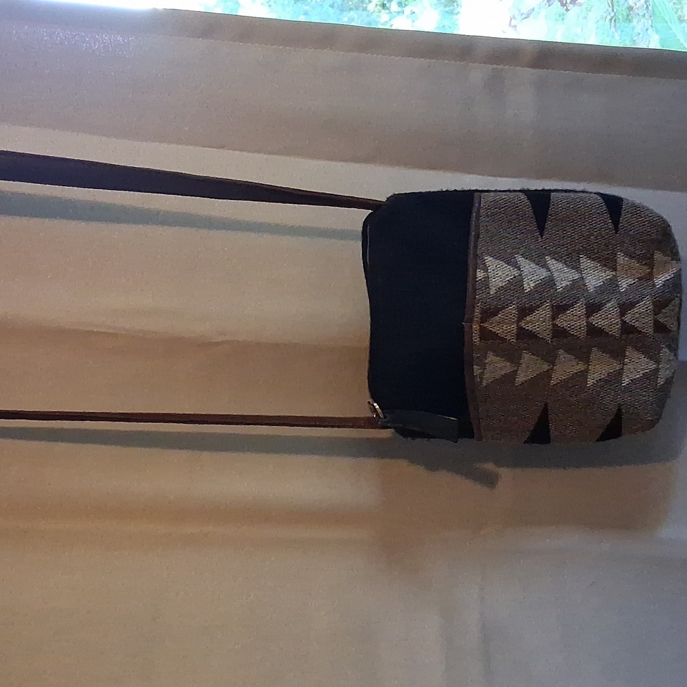 Black And Tan Aztec Crossbody Bag